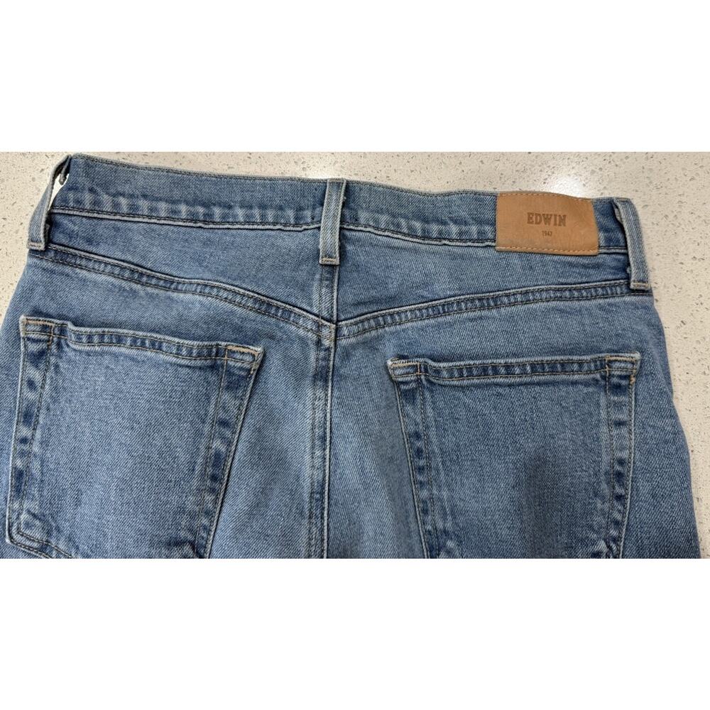 EDWIN Women’s Size 27 Mid Rise Straight Cropped Jeans Blue Denim Fly Button